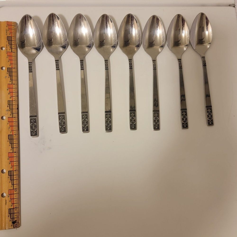 VTG Imperial International Cortina IIC Floral Flatware‎ Stainless 8 Table Spoons